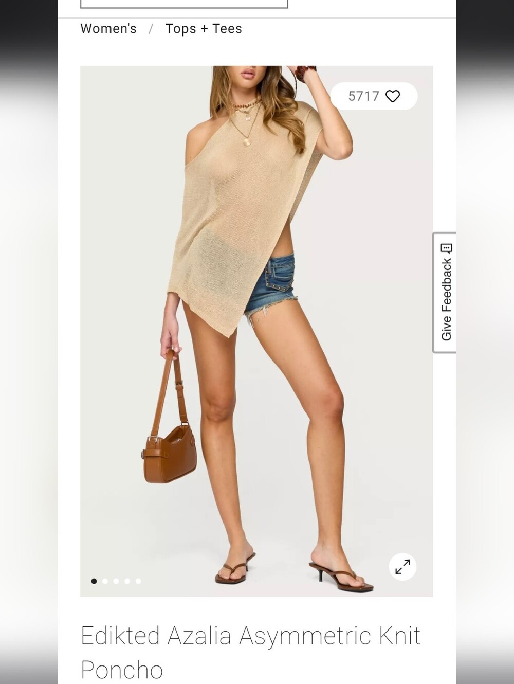 Edikted Asymmetric One-Shoulder Knit Sweater - Beige